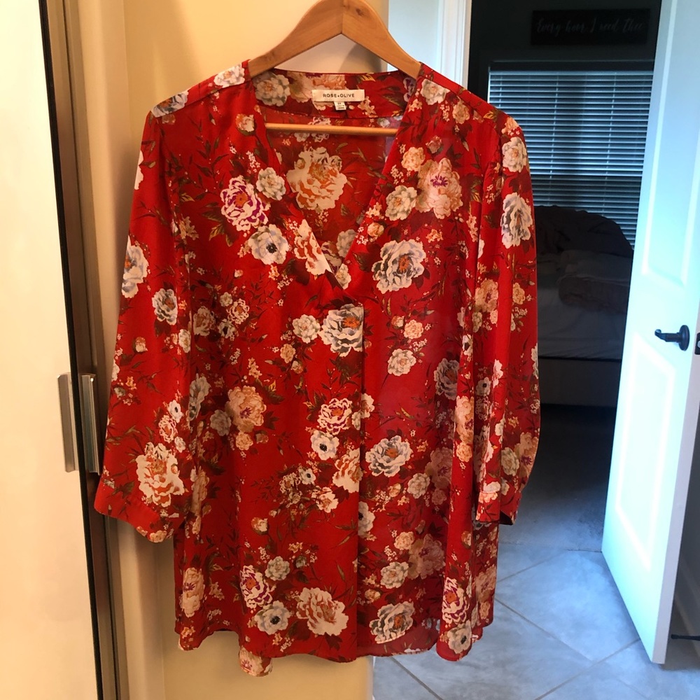 Floral Print Blouse (2X)